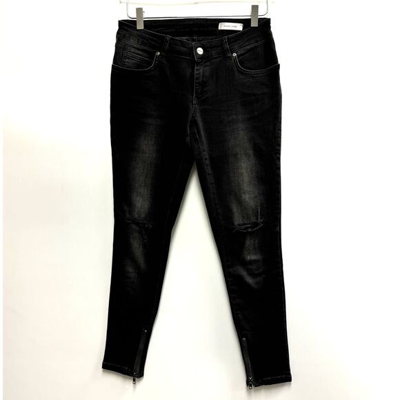 Anine Bing Faded Black Zipper Hem Skinny Jeans in Sz 26 - Picture 1 of 9